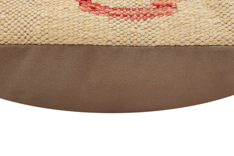 handmade Traditional Pillow Beige Red Hand-Woven SQUARE 100% WOOL Hand woven turkish pillow2 x 2