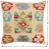 handmade Traditional Pillow Beige Red Hand-Woven SQUARE 100% WOOL  Hand woven turkish pillow  2 x 2