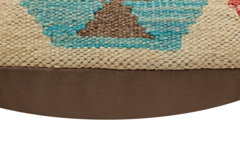 handmade Traditional Pillow Beige Red Hand-Woven SQUARE 100% WOOL  Hand woven turkish pillow  2 x 2