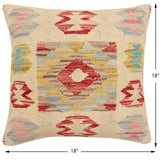 handmade Traditional Pillow Beige Red Hand-Woven SQUARE 100% WOOL Hand woven turkish pillow2' x 2'