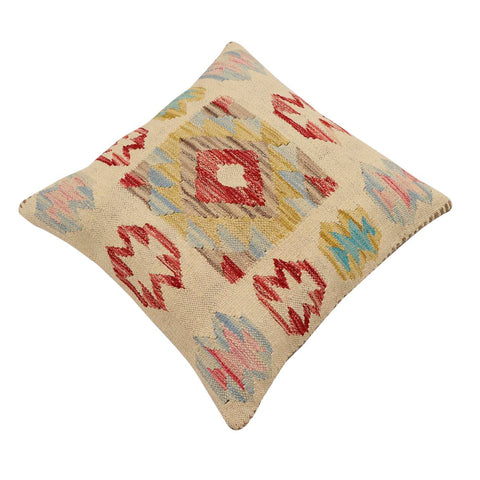 handmade Traditional Pillow Beige Red Hand-Woven SQUARE 100% WOOL Hand woven turkish pillow2 x 2