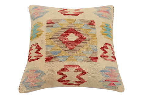 handmade Traditional Pillow Beige Red Hand-Woven SQUARE 100% WOOL Hand woven turkish pillow2 x 2