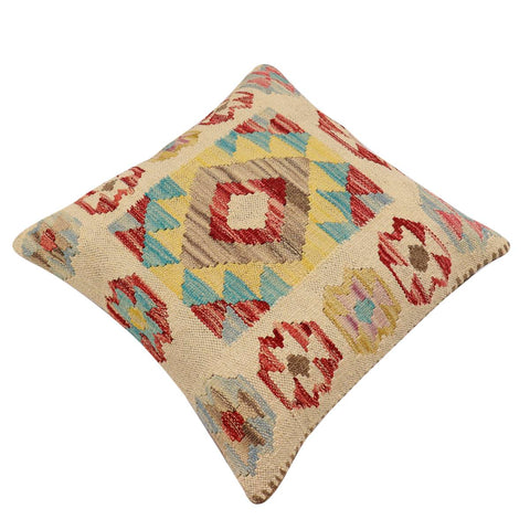 handmade Traditional Pillow Beige Red Hand-Woven SQUARE 100% WOOL Hand woven turkish pillow2 x 2