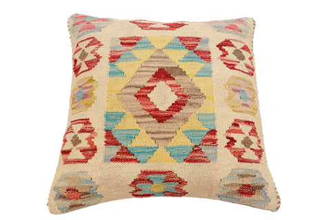 handmade Traditional Pillow Beige Red Hand-Woven SQUARE 100% WOOL Hand woven turkish pillow2 x 2