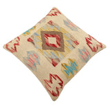 handmade Traditional Pillow Beige Red Hand-Woven SQUARE 100% WOOL Hand woven turkish pillow2' x 2'