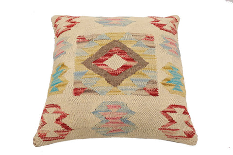 handmade Traditional Pillow Beige Red Hand-Woven SQUARE 100% WOOL Hand woven turkish pillow2 x 2