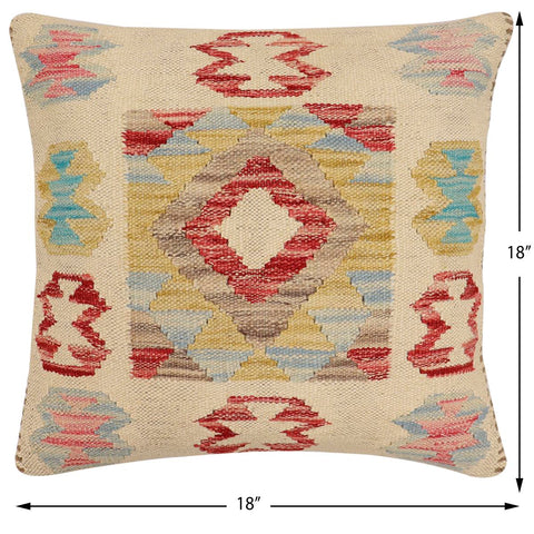 handmade Traditional Pillow Beige Red Hand-Woven SQUARE 100% WOOL Hand woven turkish pillow2 x 2