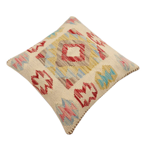 handmade Traditional Pillow Beige Red Hand-Woven SQUARE 100% WOOL Hand woven turkish pillow2 x 2