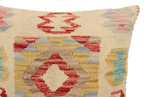 handmade Traditional Pillow Beige Red Hand-Woven SQUARE 100% WOOL Hand woven turkish pillow2 x 2