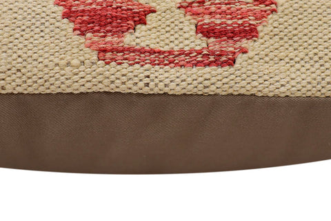 handmade Traditional Pillow Beige Red Hand-Woven SQUARE 100% WOOL Hand woven turkish pillow2 x 2