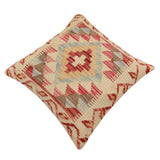 handmade Traditional Pillow Beige Red Hand-Woven SQUARE 100% WOOL Hand woven turkish pillow2' x 2'