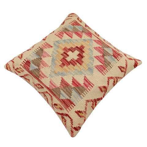 handmade Traditional Pillow Beige Red Hand-Woven SQUARE 100% WOOL Hand woven turkish pillow2 x 2
