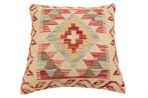 handmade Traditional Pillow Beige Red Hand-Woven SQUARE 100% WOOL Hand woven turkish pillow2 x 2