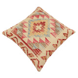 handmade Traditional Pillow Beige Red Hand-Woven SQUARE 100% WOOL  Hand woven turkish pillow  2 x 2