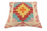 handmade Traditional Pillow Beige Red Hand-Woven SQUARE 100% WOOL Hand woven turkish pillow2' x 2'