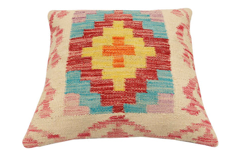 handmade Traditional Pillow Beige Red Hand-Woven SQUARE 100% WOOL Hand woven turkish pillow2 x 2