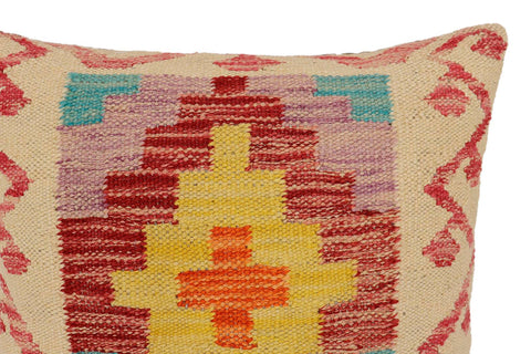 handmade Traditional Pillow Beige Red Hand-Woven SQUARE 100% WOOL Hand woven turkish pillow2 x 2