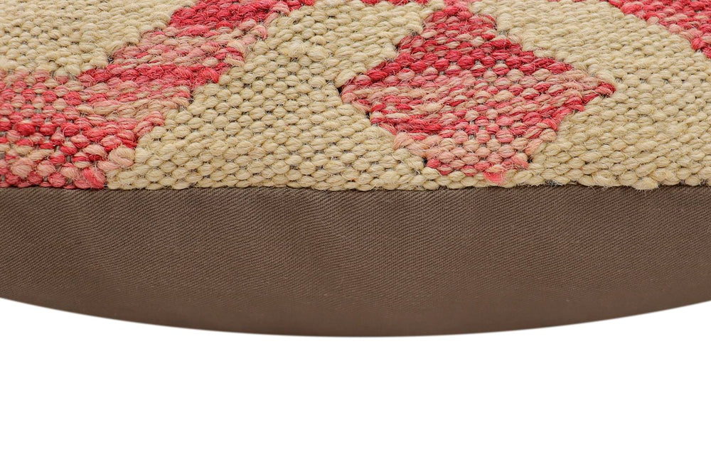 handmade Traditional Pillow Beige Red Hand-Woven SQUARE 100% WOOL Hand woven turkish pillow2' x 2'