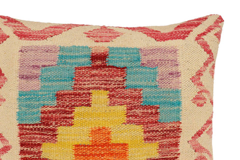 handmade Traditional Pillow Beige Red Hand-Woven SQUARE 100% WOOL Hand woven turkish pillow2 x 2