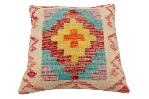 handmade Traditional Pillow Beige Red Hand-Woven SQUARE 100% WOOL Hand woven turkish pillow2 x 2