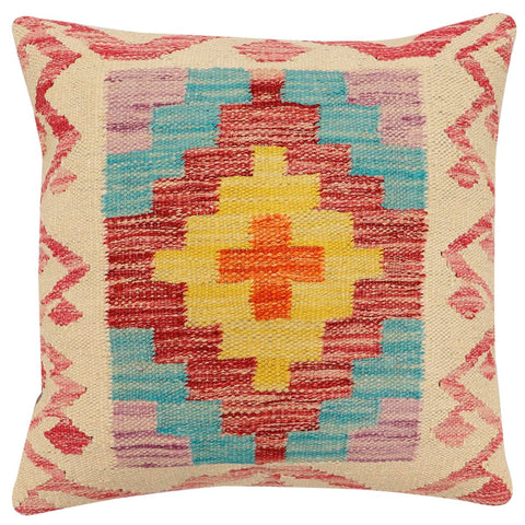 handmade Traditional Pillow Beige Red Hand-Woven SQUARE 100% WOOL Hand woven turkish pillow2 x 2