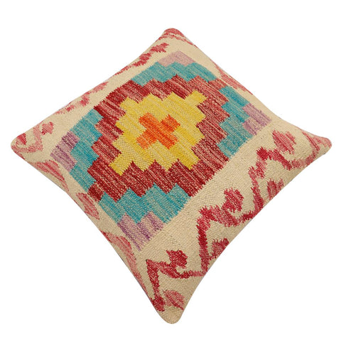 handmade Traditional Pillow Beige Red Hand-Woven SQUARE 100% WOOL Hand woven turkish pillow2 x 2