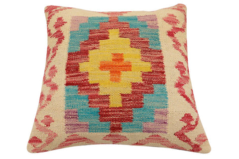 handmade Traditional Pillow Beige Red Hand-Woven SQUARE 100% WOOL Hand woven turkish pillow2 x 2