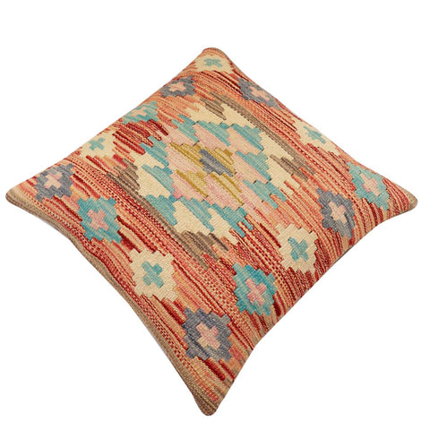 handmade Traditional Pillow Rust Blue Hand-Woven SQUARE 100% WOOL Hand woven turkish pillow2 x 2