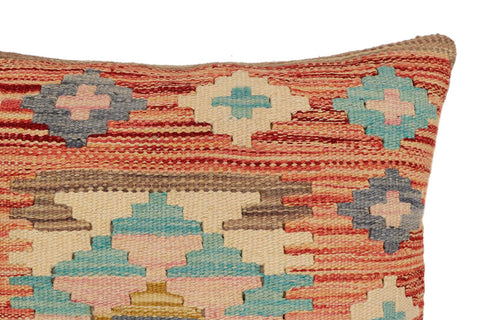 handmade Traditional Pillow Rust Blue Hand-Woven SQUARE 100% WOOL Hand woven turkish pillow2 x 2