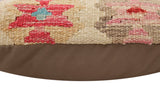 handmade Traditional Pillow Beige Red Hand-Woven SQUARE 100% WOOL  Hand woven turkish pillow  2 x 2