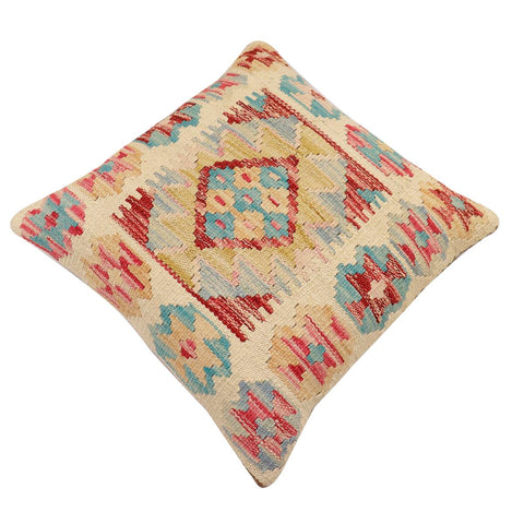 handmade Traditional Pillow Beige Red Hand-Woven SQUARE 100% WOOL Hand woven turkish pillow2 x 2