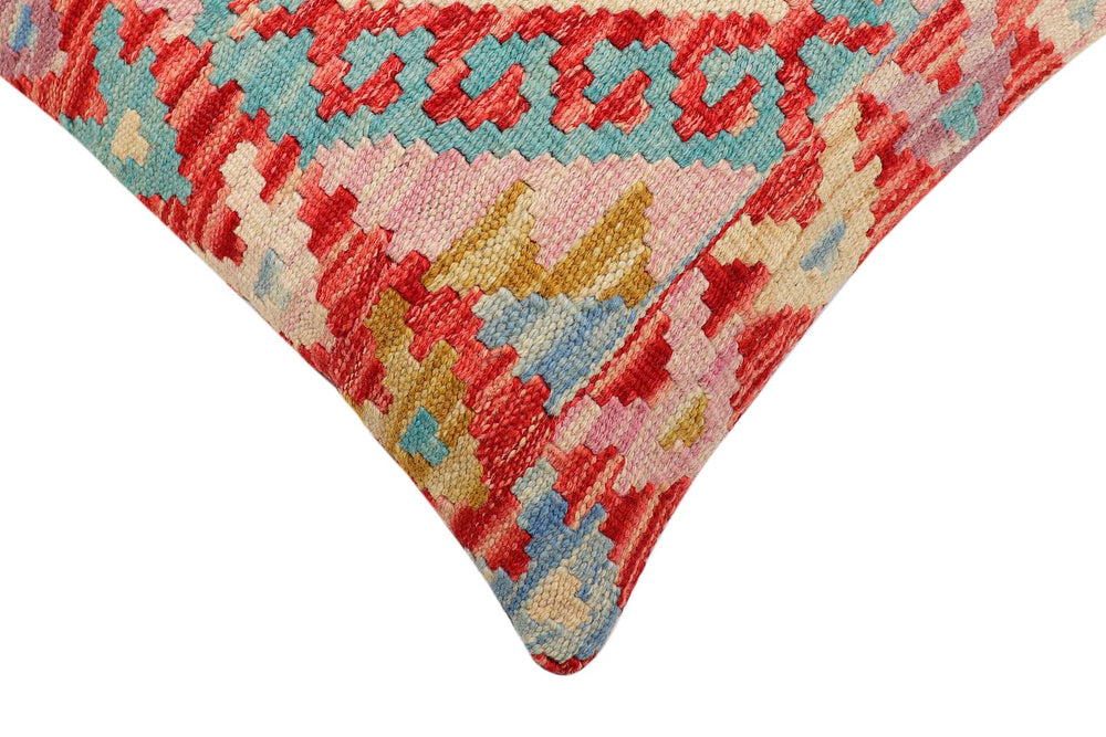 handmade Traditional Pillow Red Blue Hand-Woven SQUARE 100% WOOL Hand woven turkish pillow2' x 2'