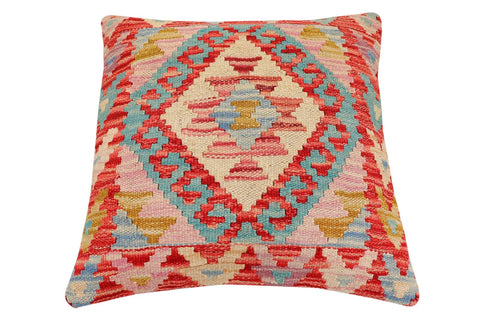 handmade Traditional Pillow Red Blue Hand-Woven SQUARE 100% WOOL Hand woven turkish pillow2 x 2