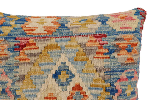 handmade Traditional Pillow Blue Rust Hand-Woven SQUARE 100% WOOL Hand woven turkish pillow2 x 2