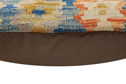 handmade Traditional Pillow Blue Rust Hand-Woven SQUARE 100% WOOL Hand woven turkish pillow2 x 2