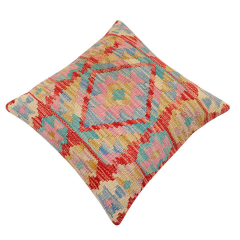 handmade Traditional Pillow Rust Blue Hand-Woven SQUARE 100% WOOL Hand woven turkish pillow2 x 2