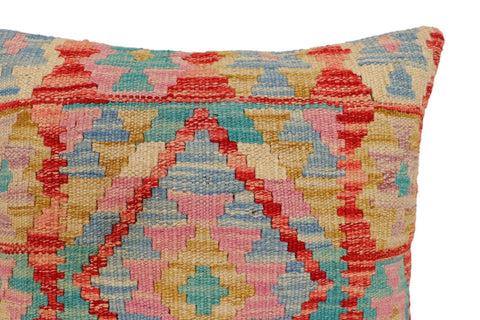 handmade Traditional Pillow Rust Blue Hand-Woven SQUARE 100% WOOL Hand woven turkish pillow2 x 2