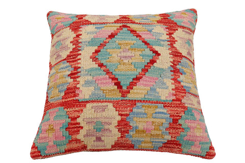 handmade Traditional Pillow Rust Blue Hand-Woven SQUARE 100% WOOL Hand woven turkish pillow2 x 2
