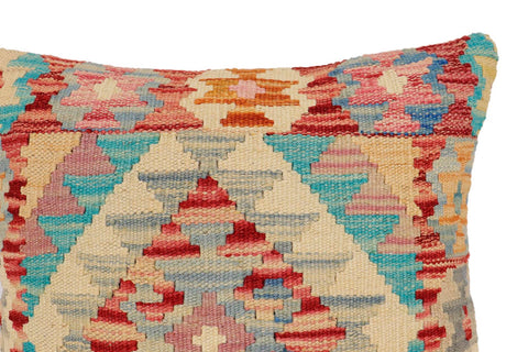 handmade Traditional Pillow Rust Blue Hand-Woven SQUARE 100% WOOL Hand woven turkish pillow2 x 2