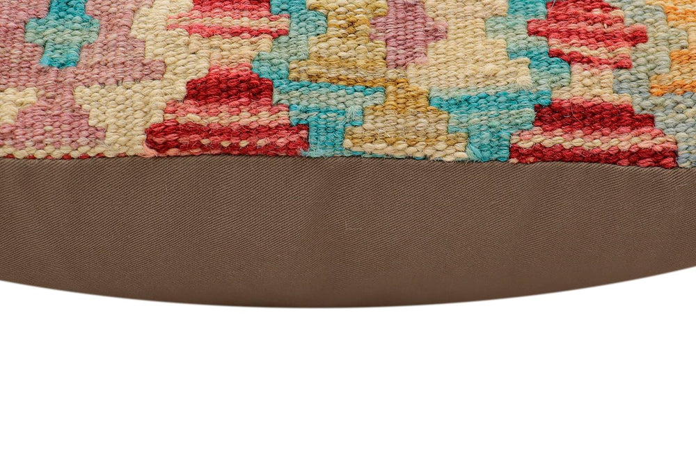 handmade Traditional Pillow Rust Blue Hand-Woven SQUARE 100% WOOL Hand woven turkish pillow2' x 2'