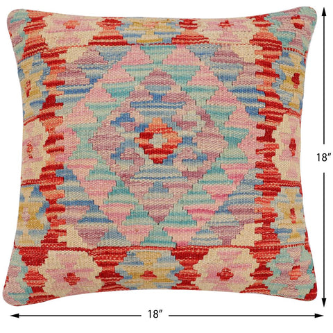 handmade Traditional Pillow Rust Blue Hand-Woven SQUARE 100% WOOL Hand woven turkish pillow2 x 2
