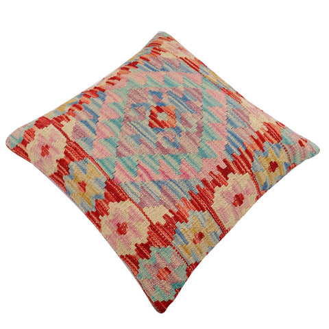 handmade Traditional Pillow Rust Blue Hand-Woven SQUARE 100% WOOL Hand woven turkish pillow2 x 2
