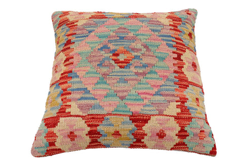 handmade Traditional Pillow Rust Blue Hand-Woven SQUARE 100% WOOL Hand woven turkish pillow2 x 2
