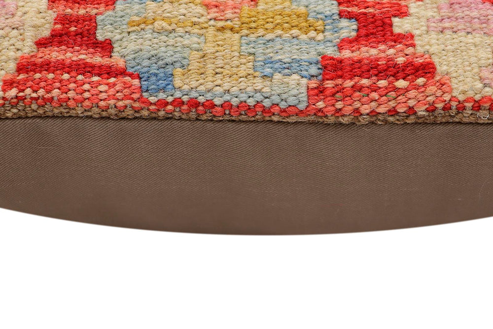 handmade Traditional Pillow Rust Blue Hand-Woven SQUARE 100% WOOL Hand woven turkish pillow2' x 2'