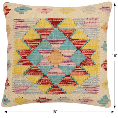 handmade Traditional Pillow Beige Rust Hand-Woven SQUARE 100% WOOL Hand woven turkish pillow2 x 2