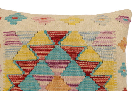 handmade Traditional Pillow Beige Rust Hand-Woven SQUARE 100% WOOL Hand woven turkish pillow2 x 2