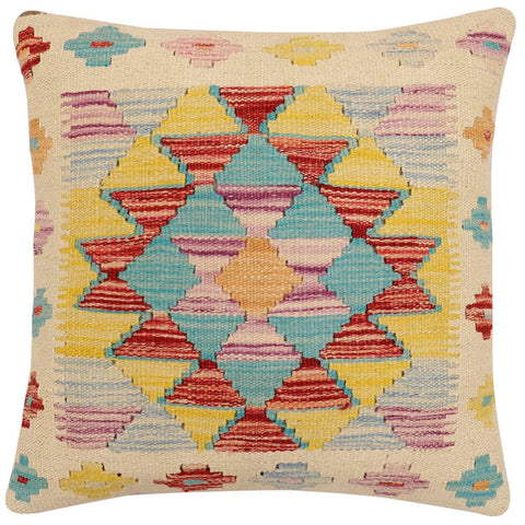 handmade Traditional Pillow Beige Rust Hand-Woven SQUARE 100% WOOL Hand woven turkish pillow2 x 2