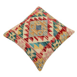 handmade Traditional Pillow Red Blue Hand-Woven SQUARE 100% WOOL  Hand woven turkish pillow  2 x 2