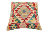 handmade Traditional Pillow Red Blue Hand-Woven SQUARE 100% WOOL  Hand woven turkish pillow  2 x 2