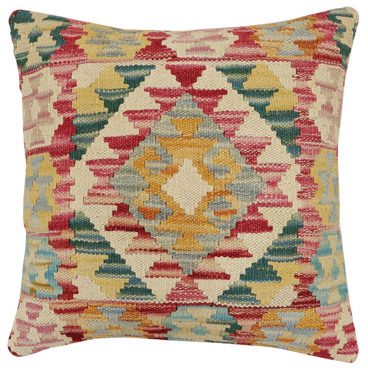 handmade Traditional Pillow Red Rust Hand-Woven SQUARE 100% WOOL Hand woven turkish pillow2 x 2